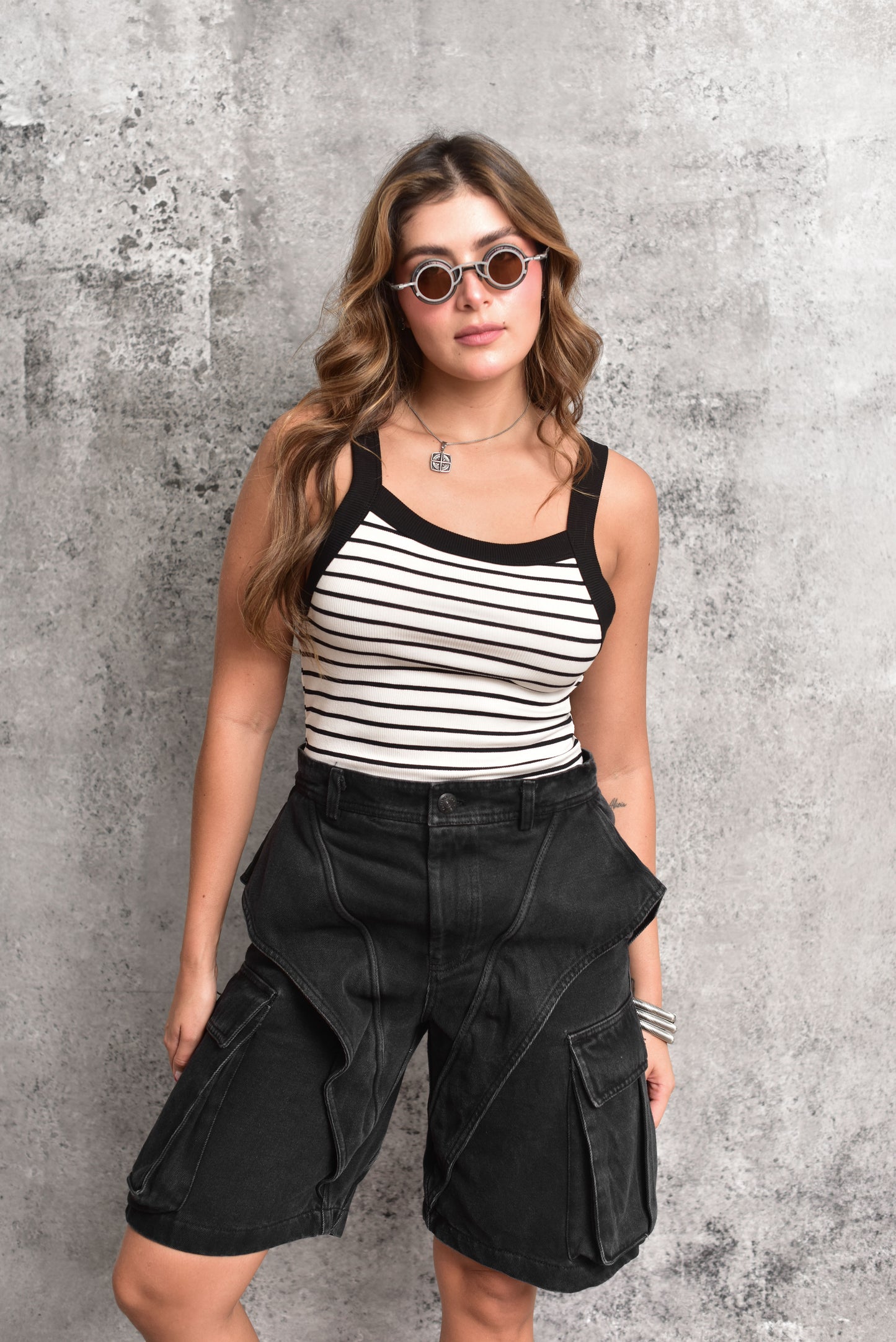Tank top rib de rayas