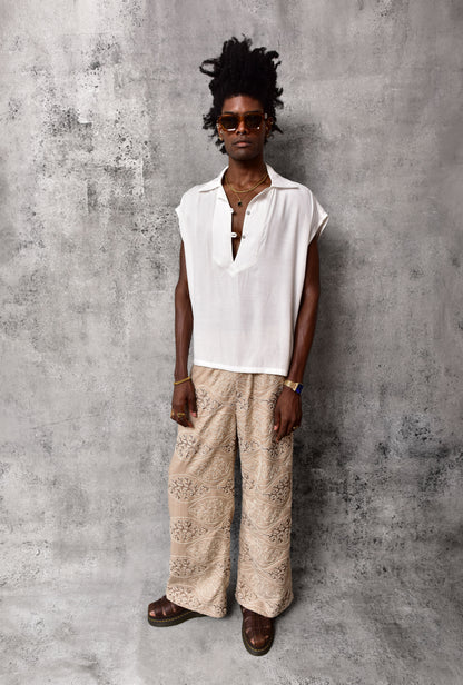Pantalón terra wide leg bordado