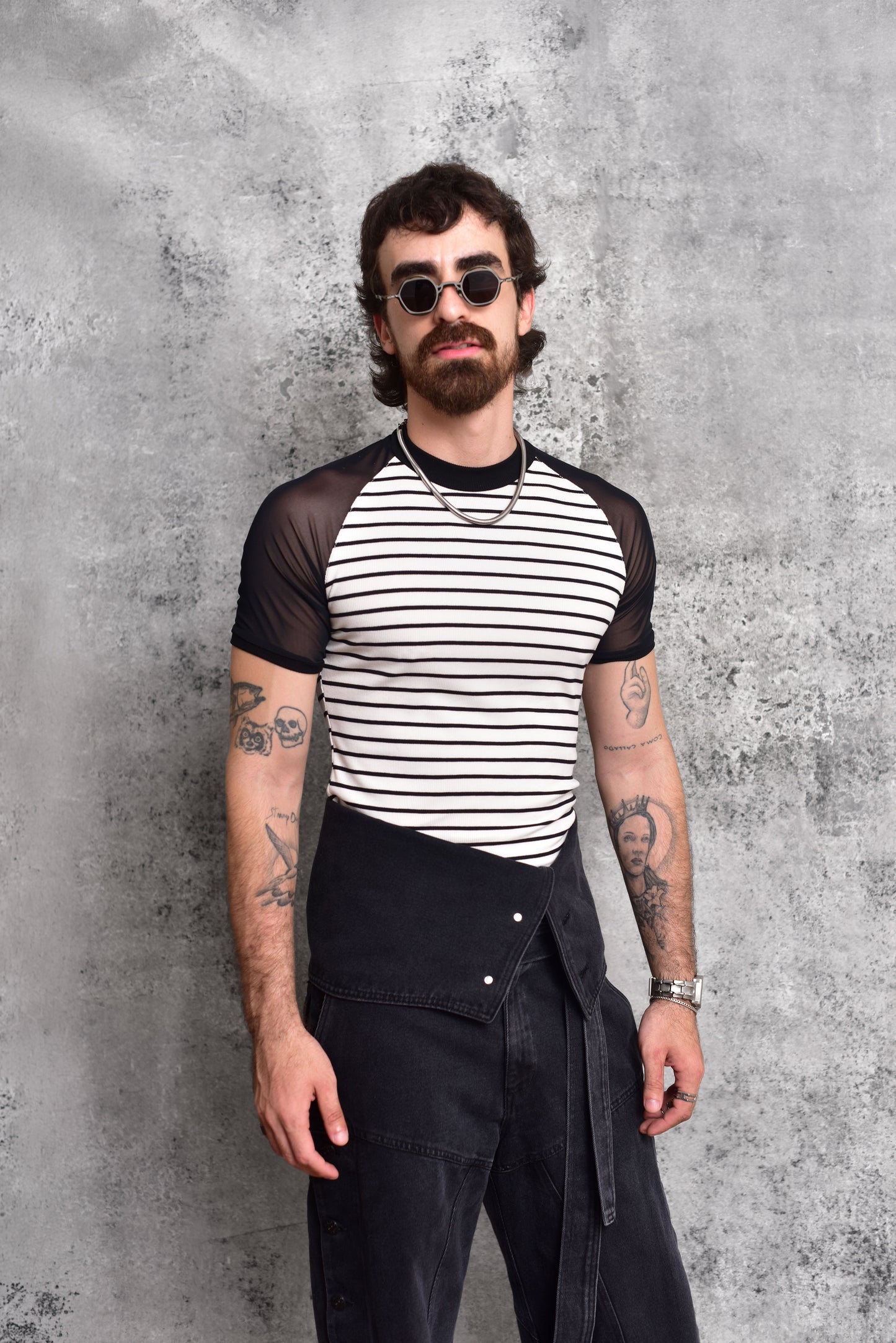 Camiseta Rayas Mesh Slim Fit