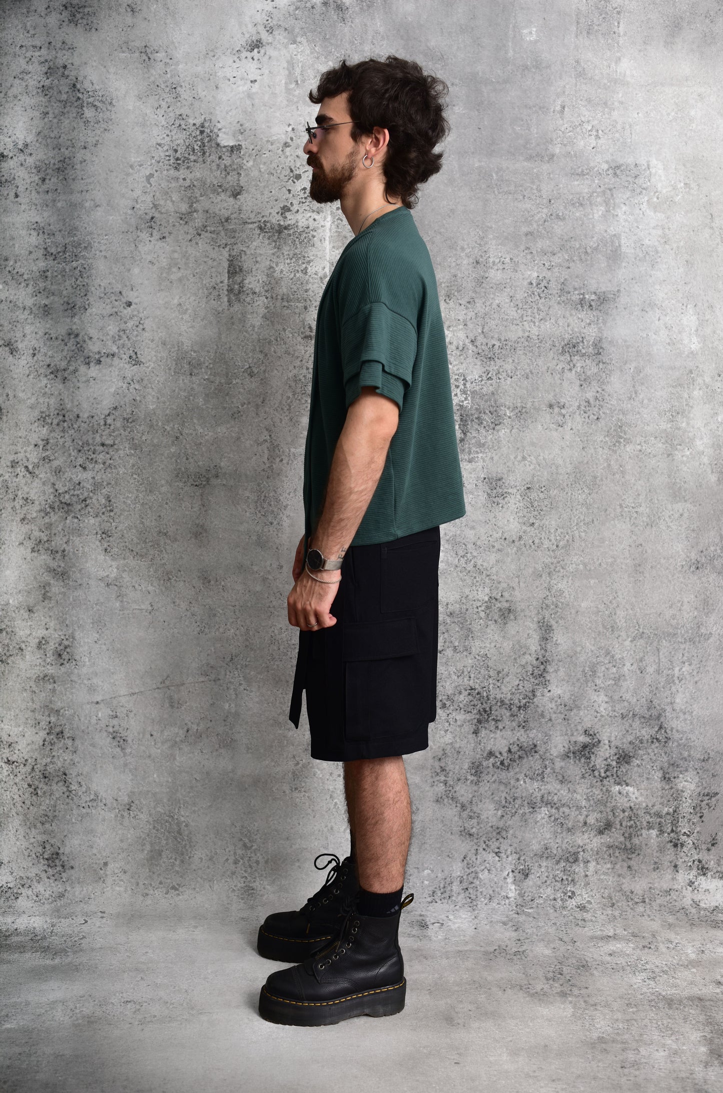 Camiseta oversize layering verde pino