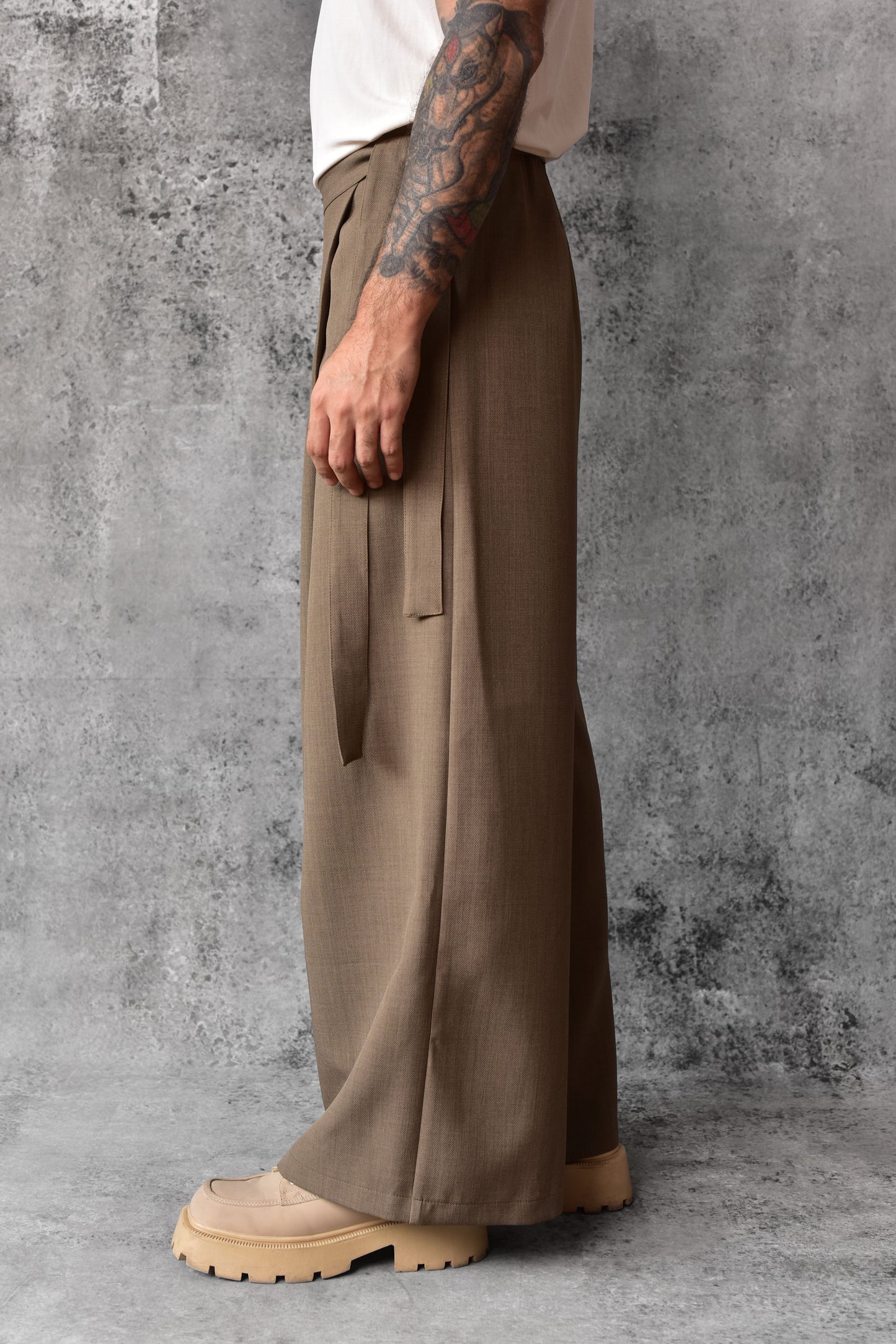 Pantalon tatami plisse mocca