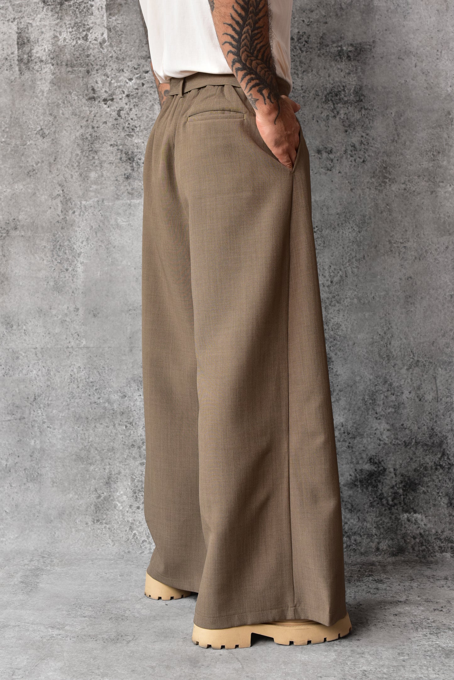 Pantalon tatami plisse mocca