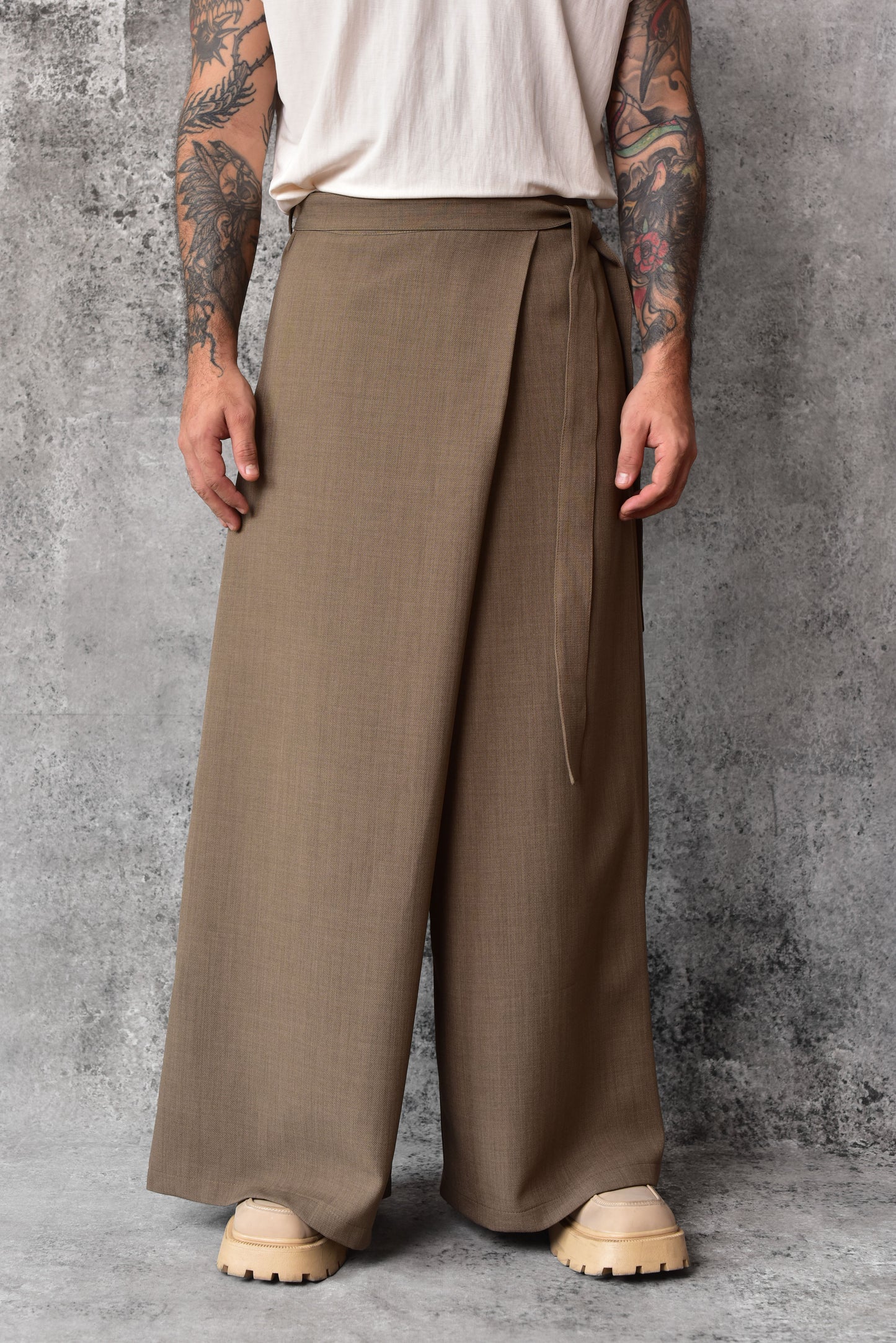 Pantalon tatami plisse mocca