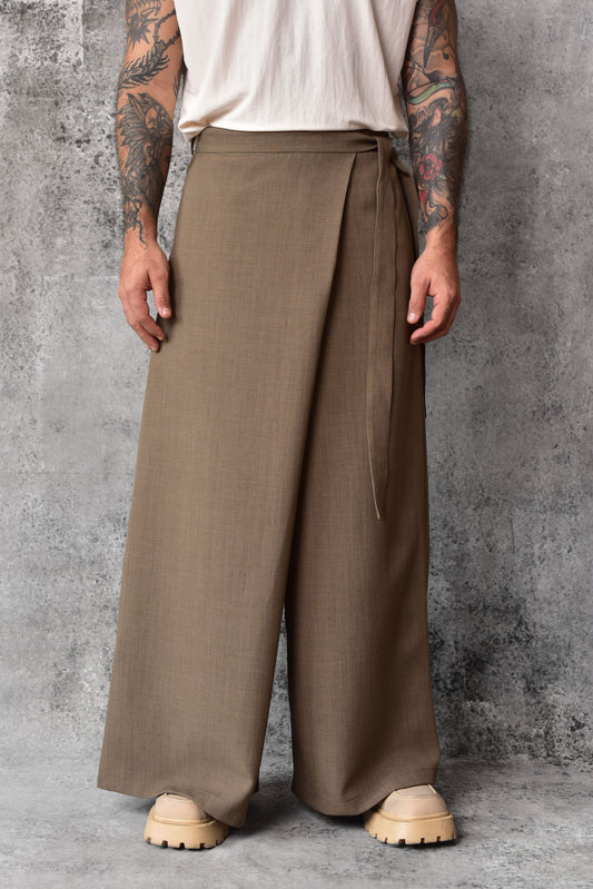 Pantalon tatami plisse mocca