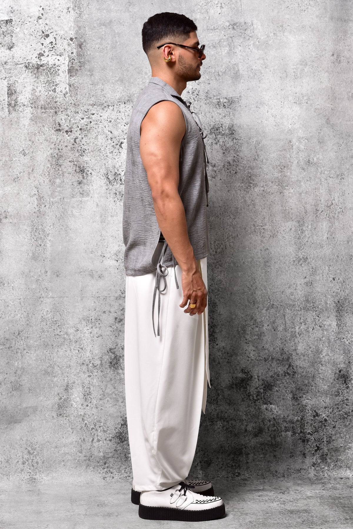 Pantalon harem yoga marfil