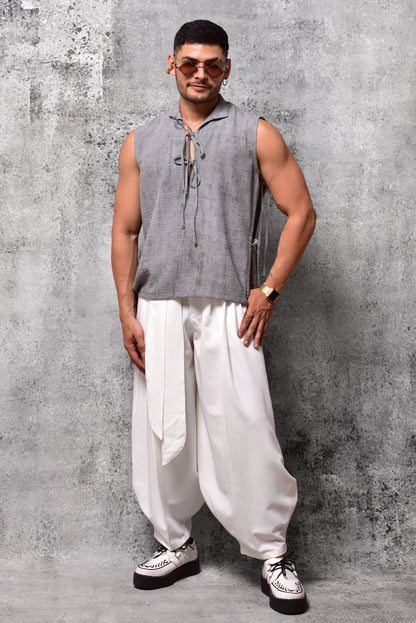 Pantalon harem yoga marfil