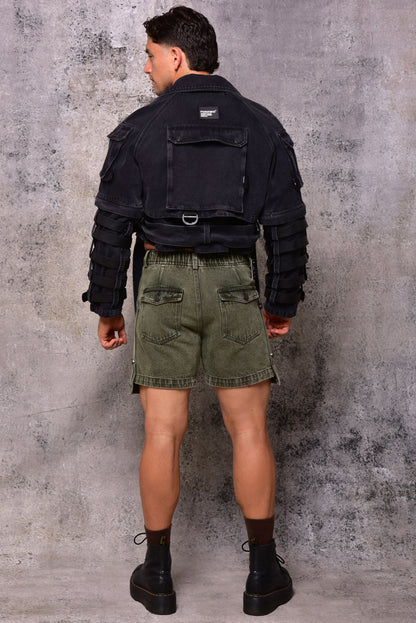 Chaqueta biker cargo techwear black