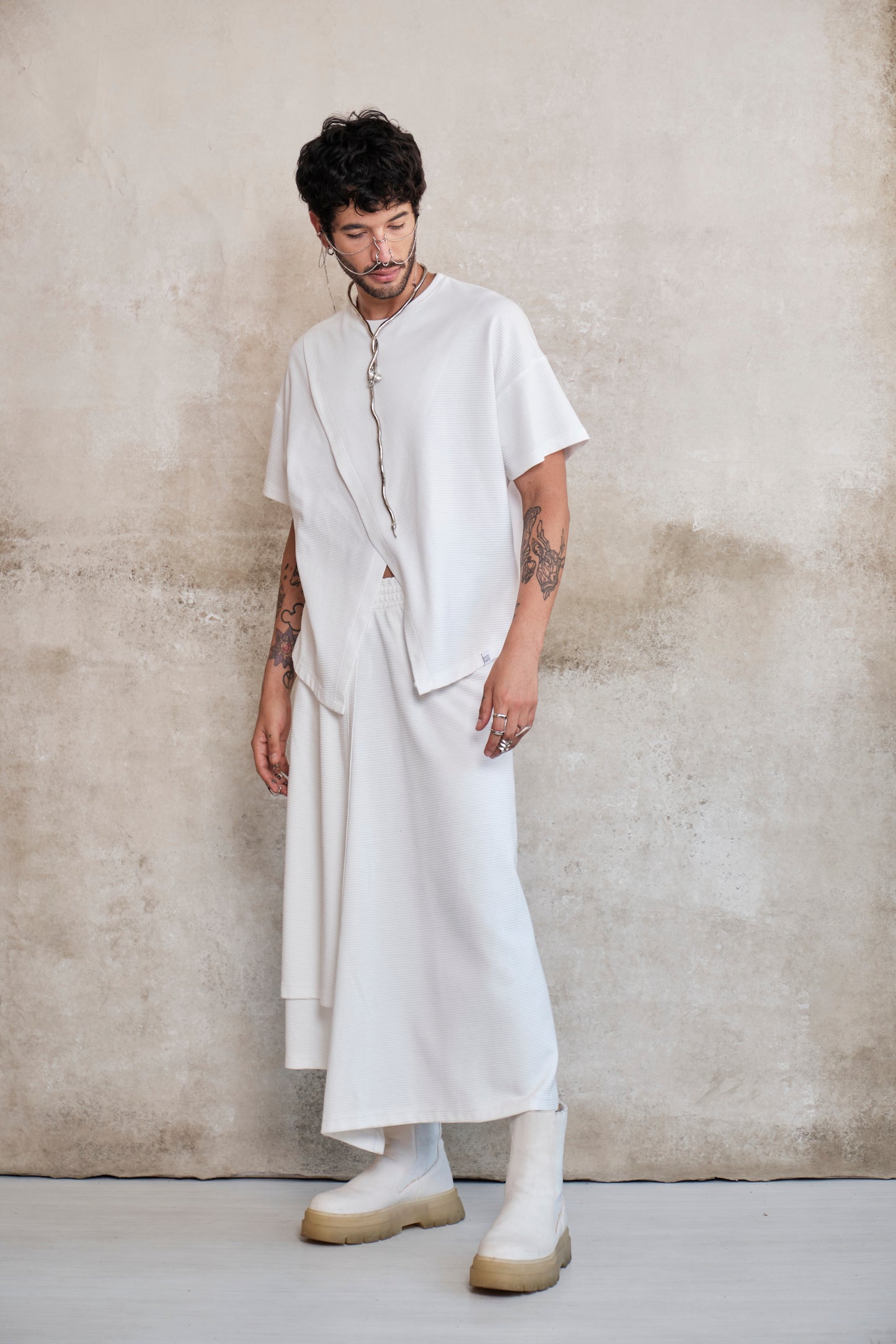 camiseta Fighter layering marfil