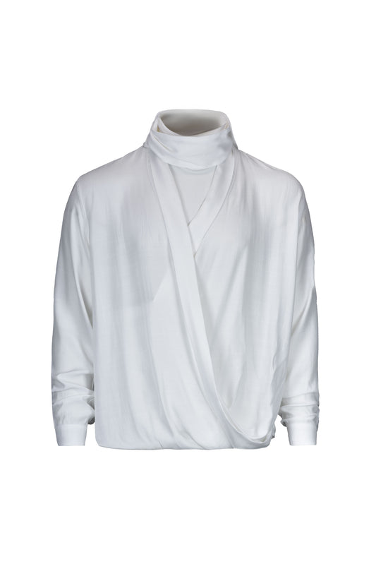 Camisa manga larga cuello cruzado