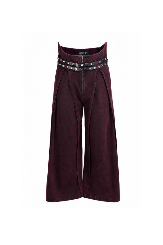 Pantalón devil ultra wide leg wine