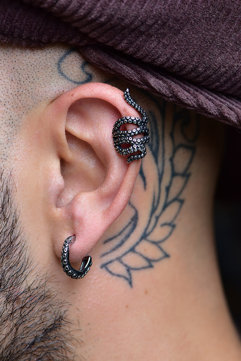 Silver octopus earring