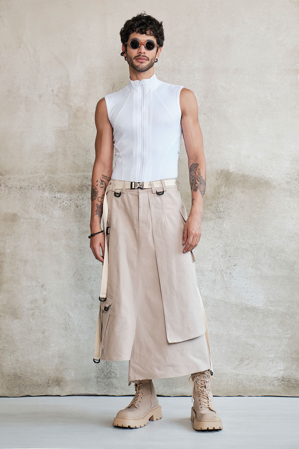 Falda techwear cargo beige