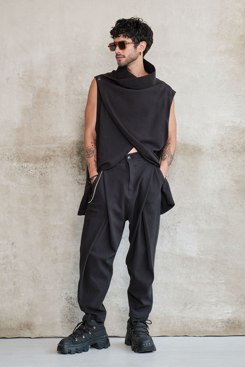 Black Oversized Wrap Shirt