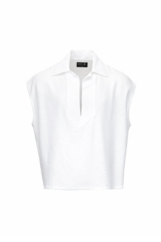 Camisa sleeveless lino blanca