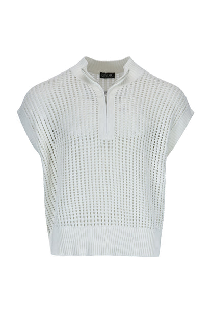 Camiseta Tejida Grid blanco