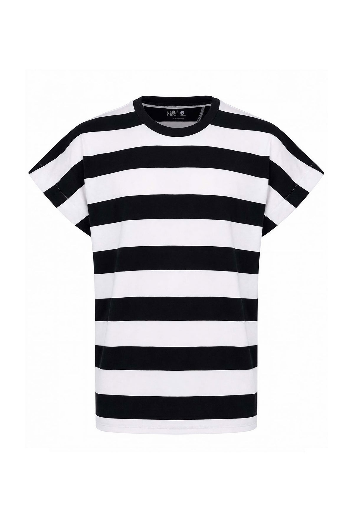 Camiseta oversize manga japonesa stripes B&N, vista delantera