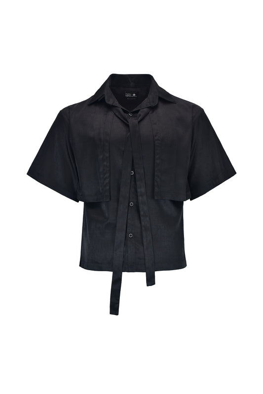 Camisa relaxed fit satin negra