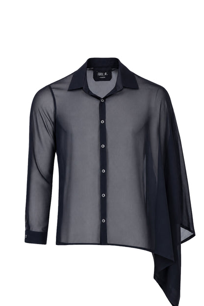 Camisa Asimétrica Negra Transparente Ethereal Noir