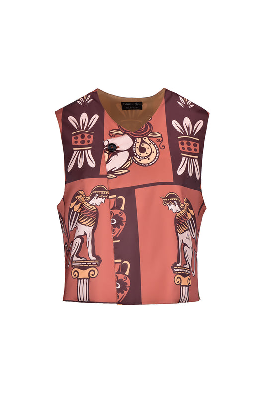Chaleco estampado griego