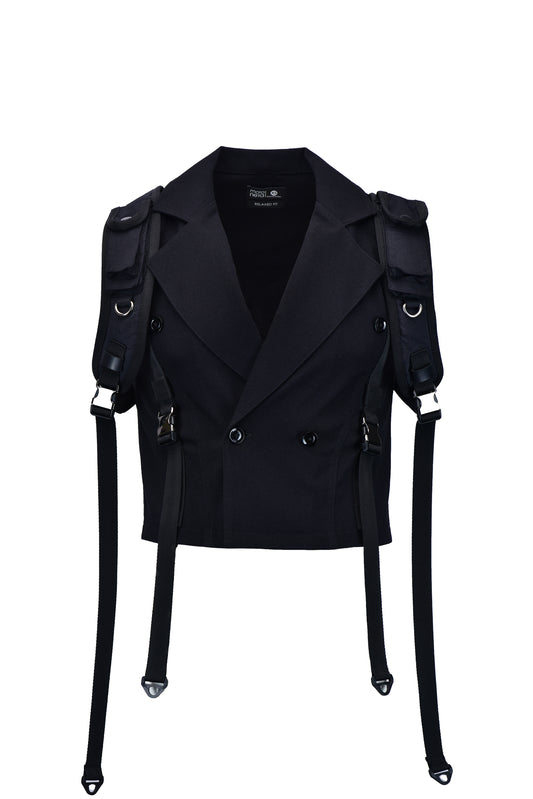 Chaleco old money techwear negro