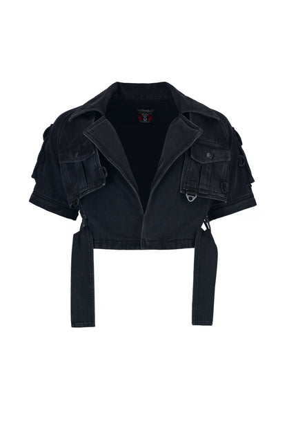Chaqueta biker cargo techwear black