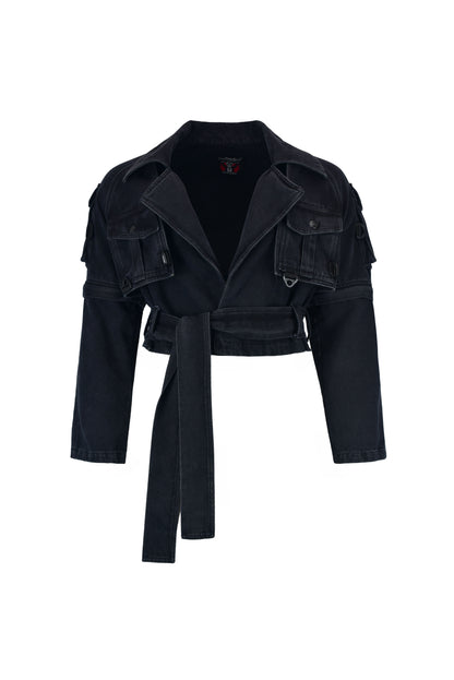 Chaqueta biker cargo techwear black