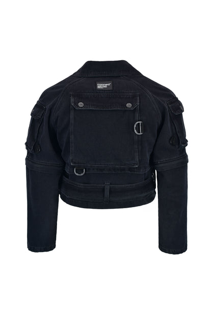 Chaqueta biker cargo techwear black