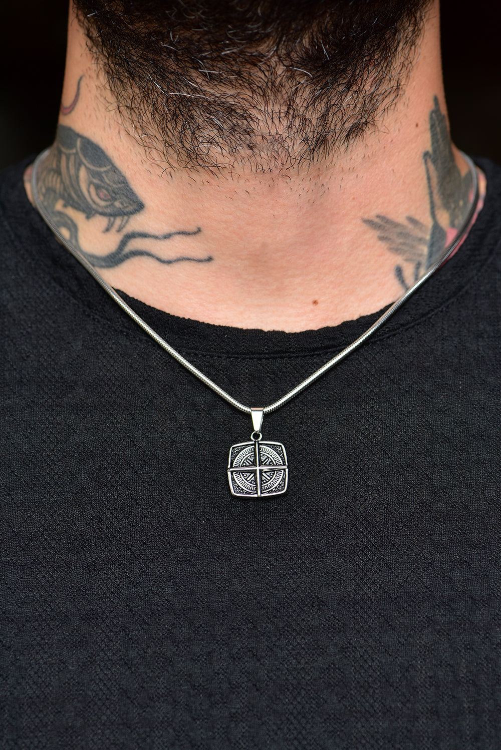 Compass silver necklace 49cm