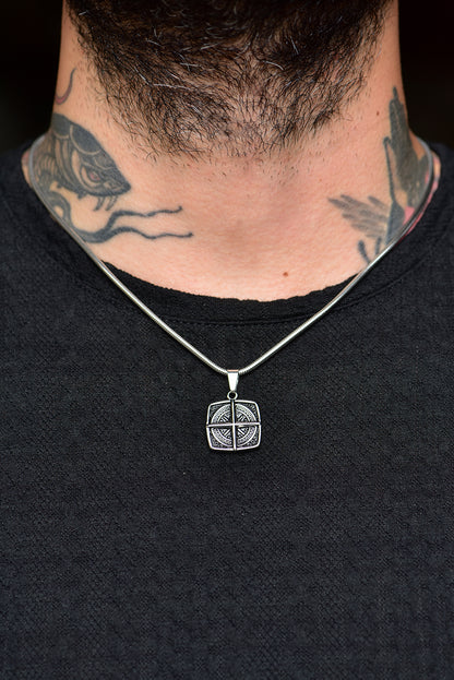 Compass silver necklace 49cm