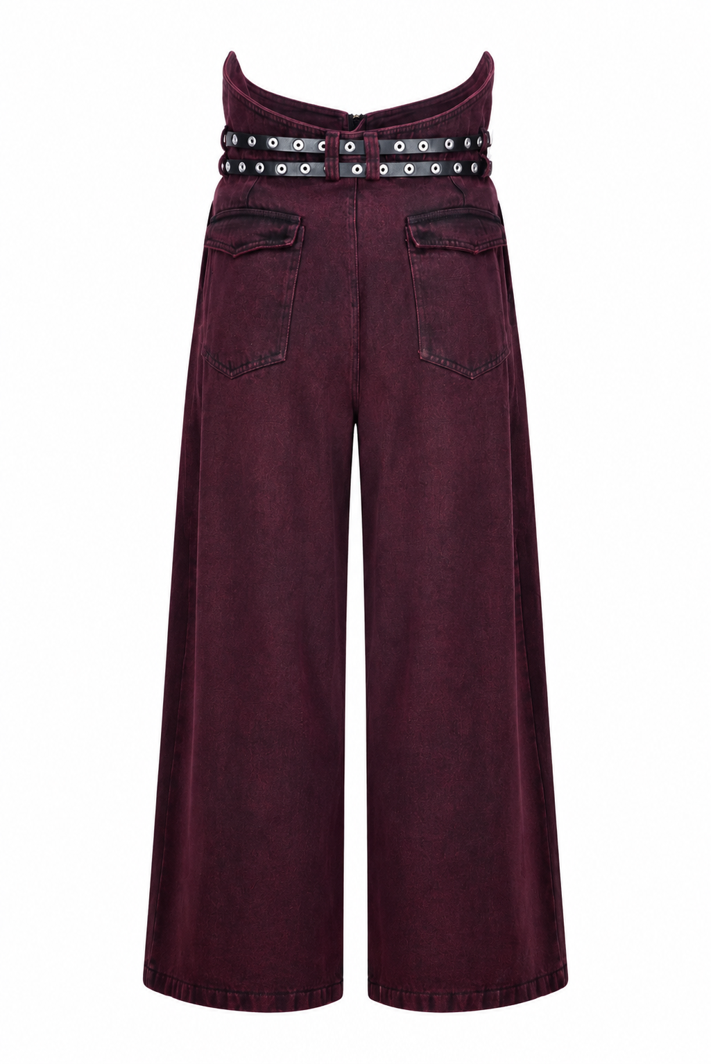 Pantalón devil ultra wide leg vinotinto, vista trasera