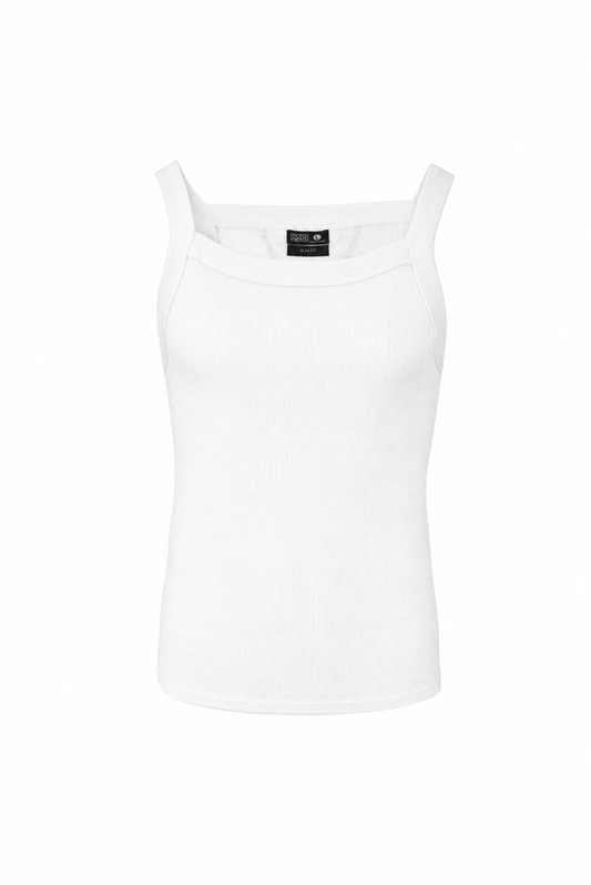 Tank top rib blanca