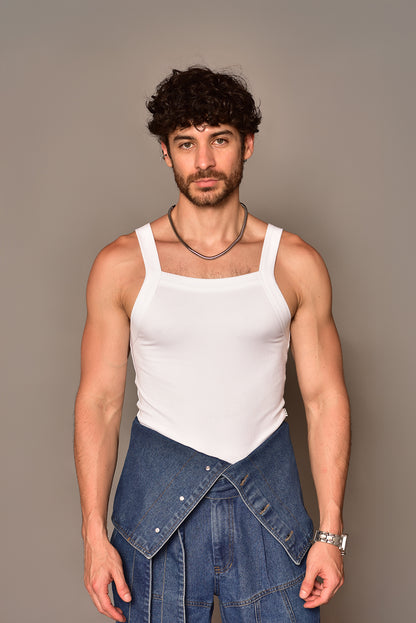 Tank top rib blanca
