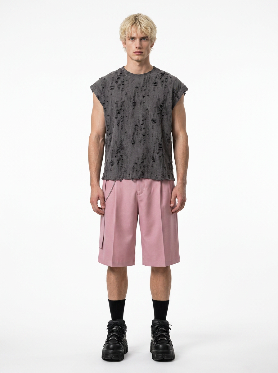 Tailored jort pink