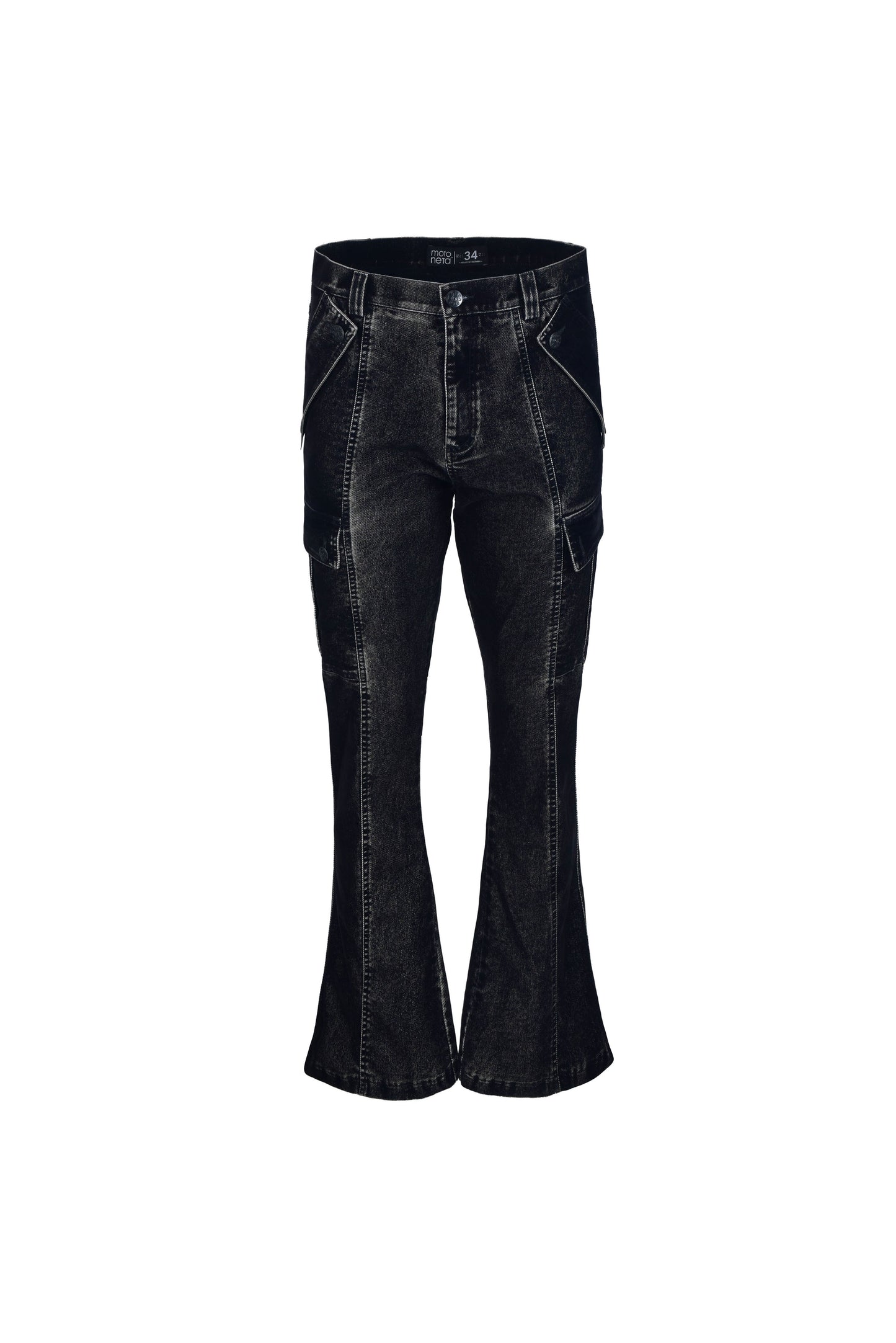 Pantalon cyber flared cargo black