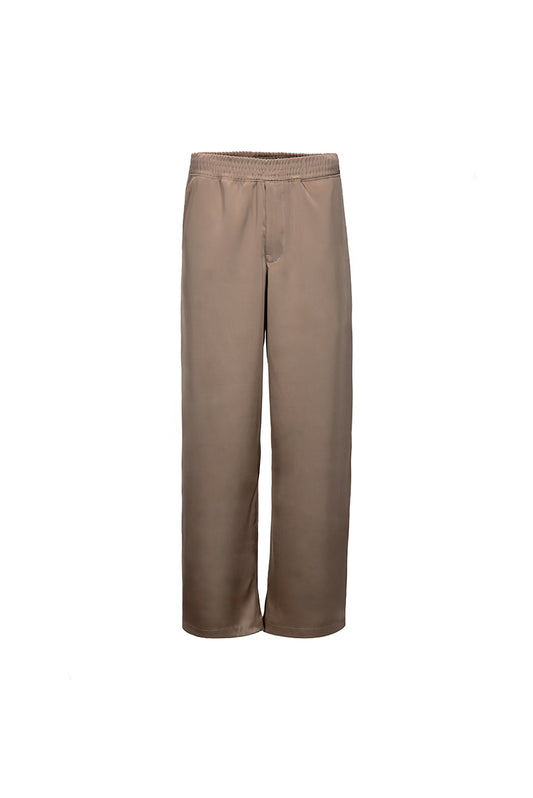 Pantalon wide leg satin beige