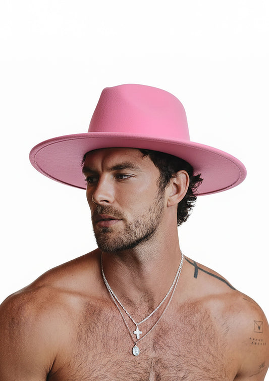 Pink fedora western hat