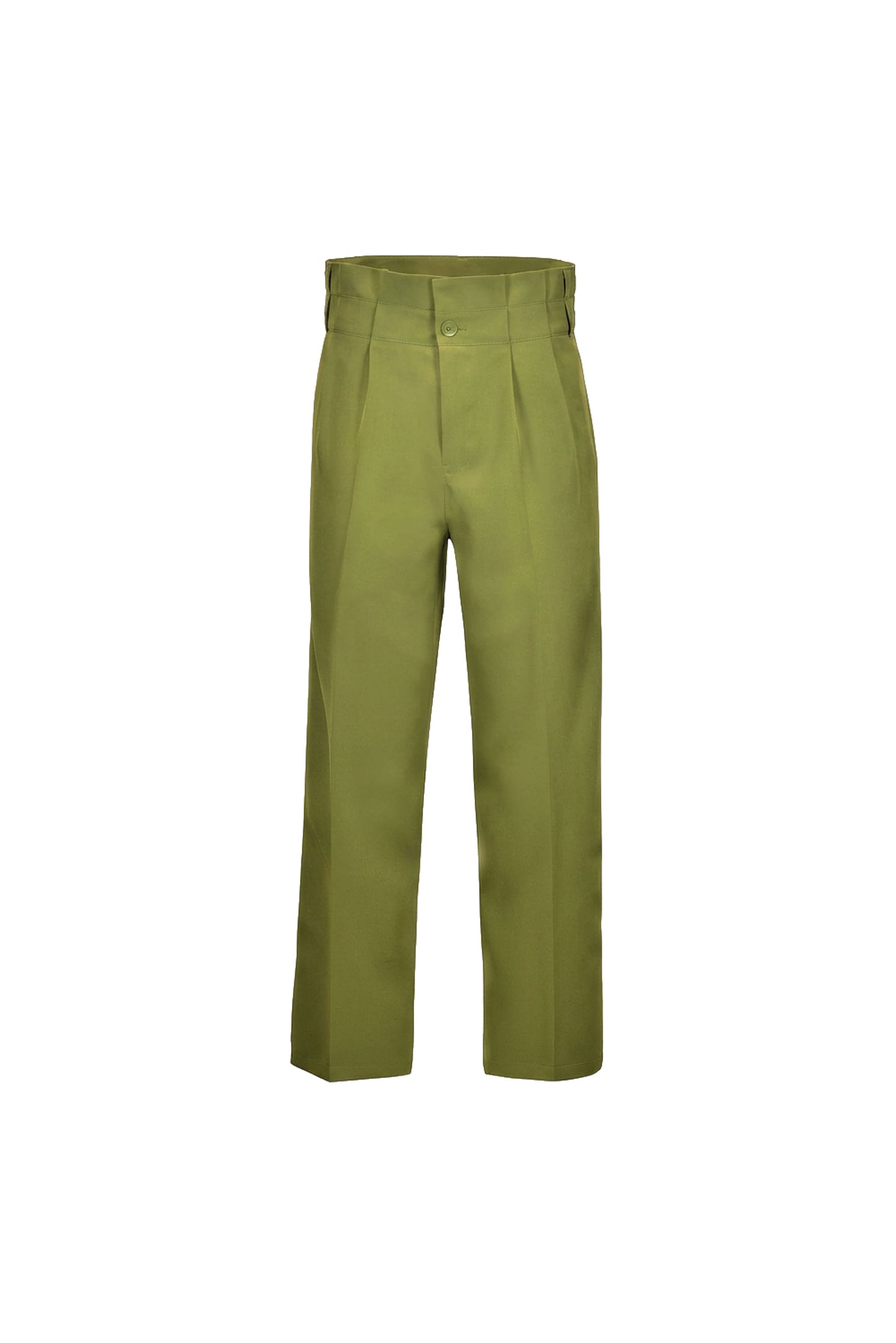 Pantalón wide leg con cinturón alto oliva