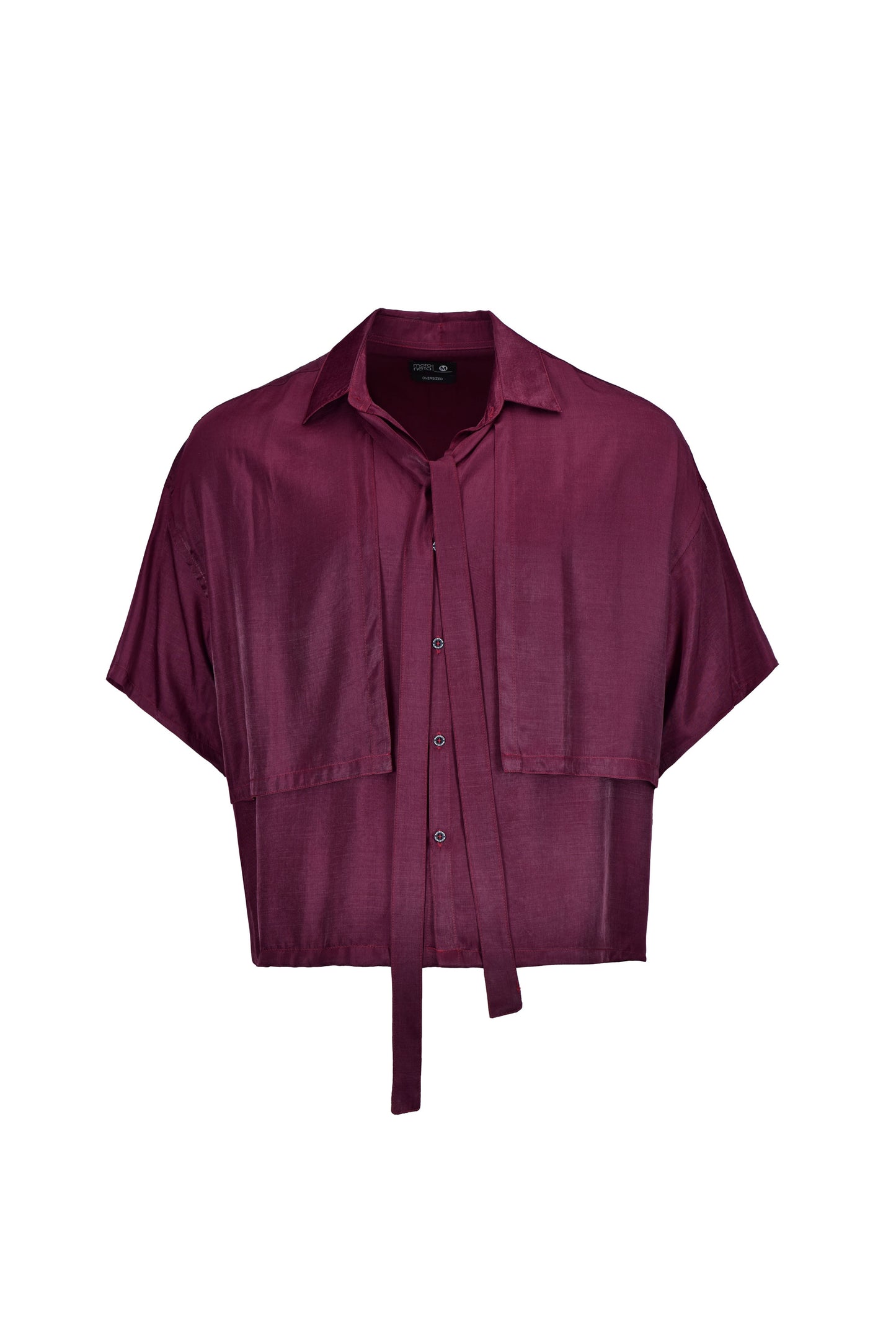 Camisa Boxy Fit crop top vinotinto