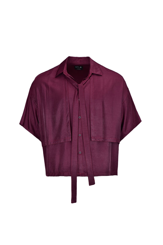 Camisa Boxy Fit crop top vinotinto